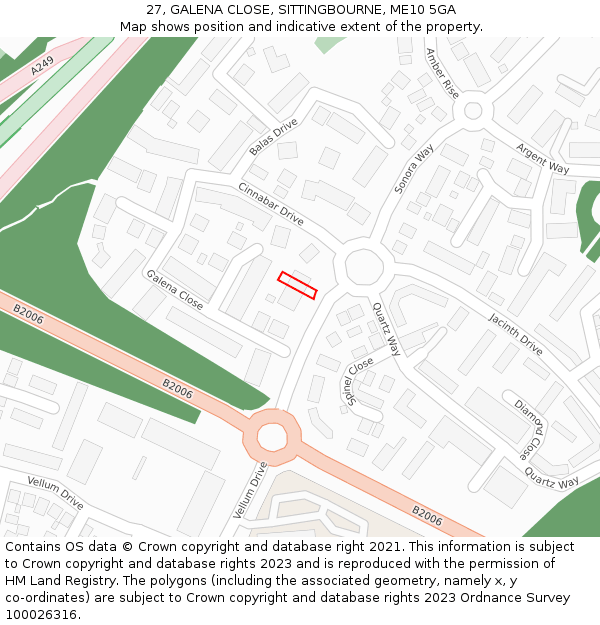 27, GALENA CLOSE, SITTINGBOURNE, ME10 5GA: Location map and indicative extent of plot