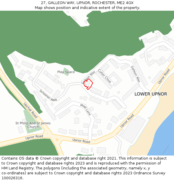 27, GALLEON WAY, UPNOR, ROCHESTER, ME2 4GX: Location map and indicative extent of plot