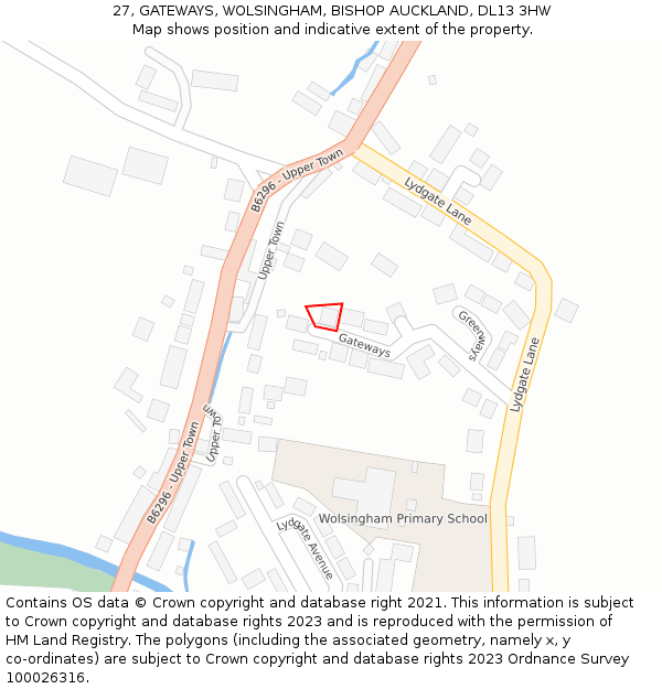 27, GATEWAYS, WOLSINGHAM, BISHOP AUCKLAND, DL13 3HW: Location map and indicative extent of plot