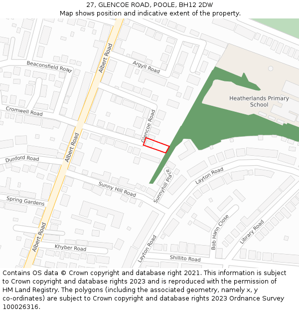 27, GLENCOE ROAD, POOLE, BH12 2DW: Location map and indicative extent of plot