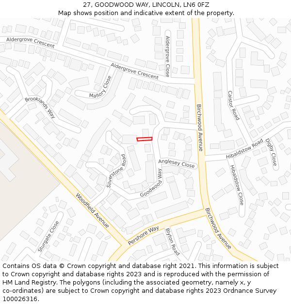 27, GOODWOOD WAY, LINCOLN, LN6 0FZ: Location map and indicative extent of plot