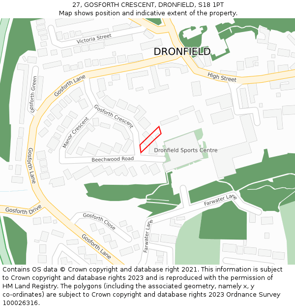 27, GOSFORTH CRESCENT, DRONFIELD, S18 1PT: Location map and indicative extent of plot