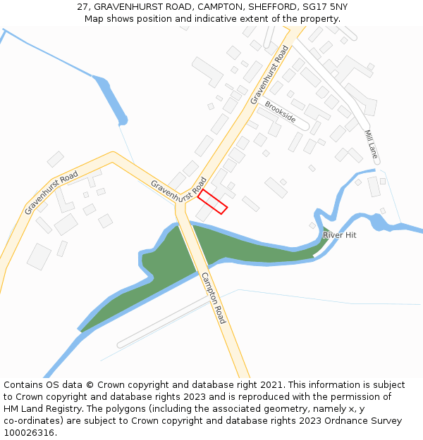 27, GRAVENHURST ROAD, CAMPTON, SHEFFORD, SG17 5NY: Location map and indicative extent of plot
