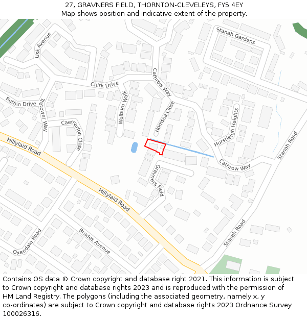 27, GRAVNERS FIELD, THORNTON-CLEVELEYS, FY5 4EY: Location map and indicative extent of plot