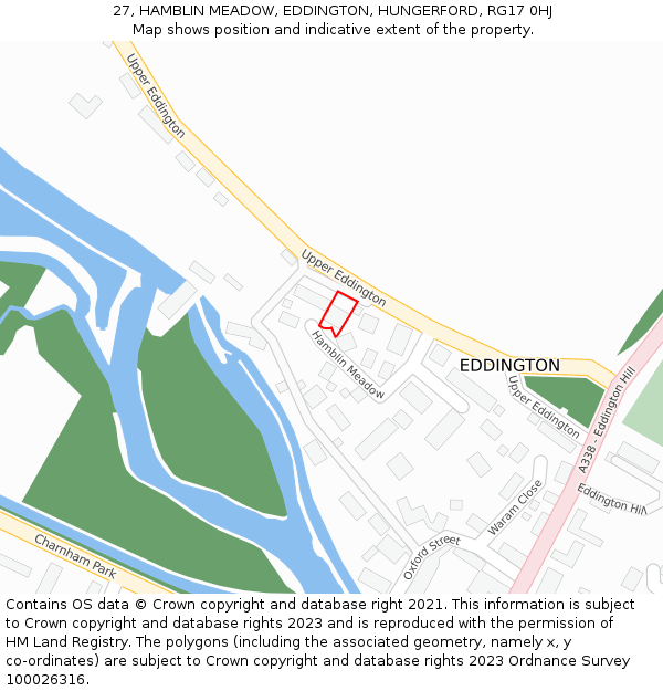 27, HAMBLIN MEADOW, EDDINGTON, HUNGERFORD, RG17 0HJ: Location map and indicative extent of plot