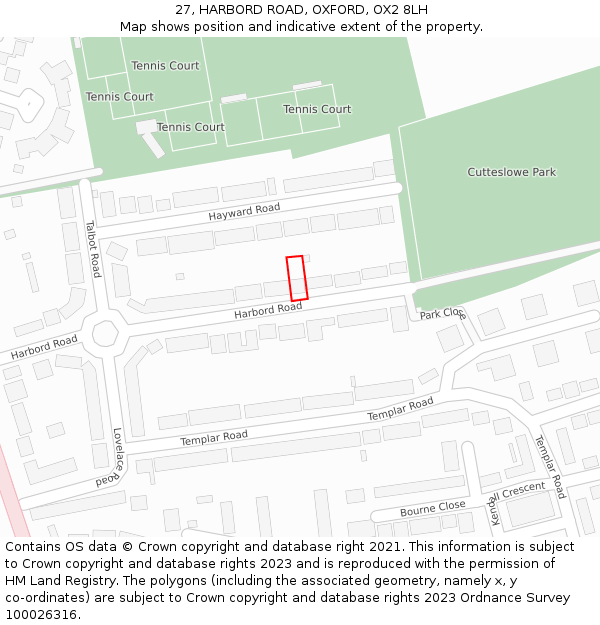 27, HARBORD ROAD, OXFORD, OX2 8LH: Location map and indicative extent of plot