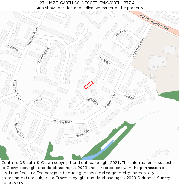 27, HAZELGARTH, WILNECOTE, TAMWORTH, B77 4HL: Location map and indicative extent of plot