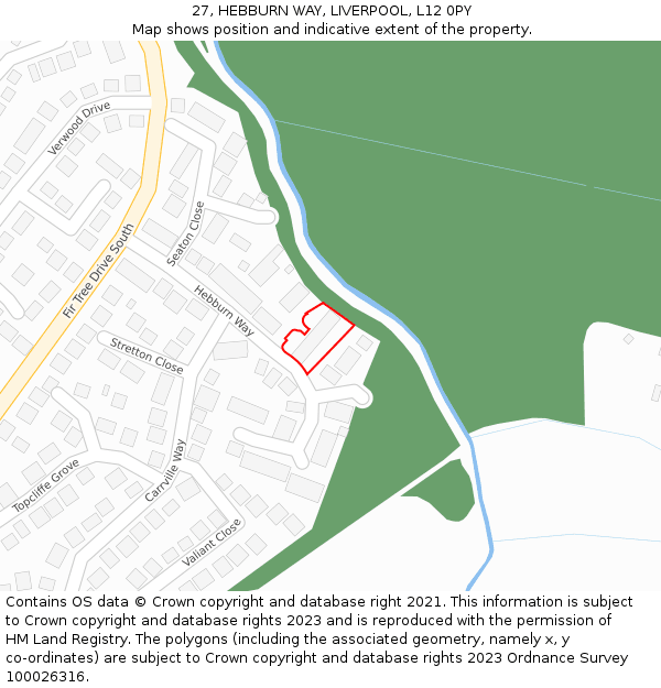 27, HEBBURN WAY, LIVERPOOL, L12 0PY: Location map and indicative extent of plot