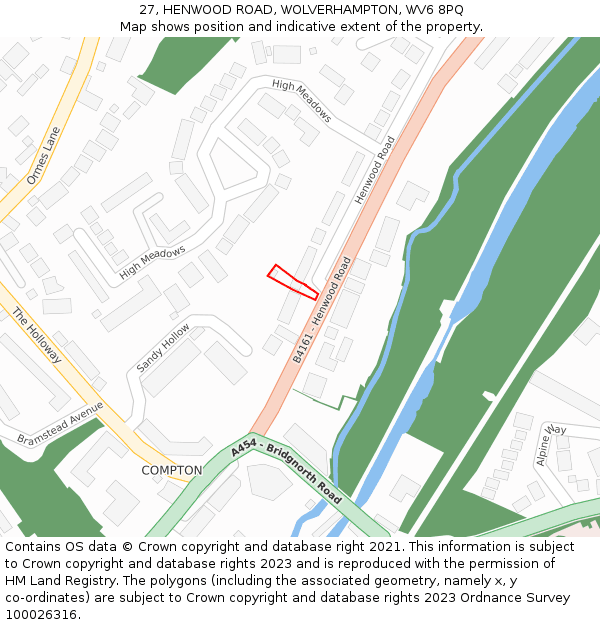 27, HENWOOD ROAD, WOLVERHAMPTON, WV6 8PQ: Location map and indicative extent of plot