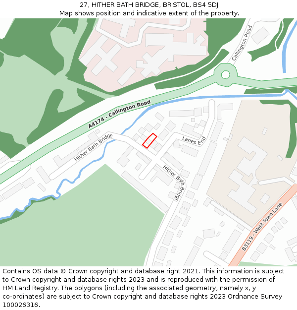 27, HITHER BATH BRIDGE, BRISTOL, BS4 5DJ: Location map and indicative extent of plot