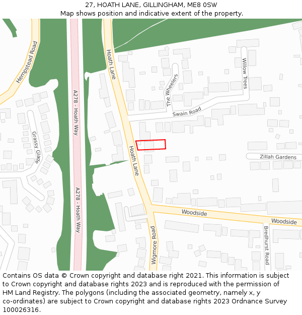 27, HOATH LANE, GILLINGHAM, ME8 0SW: Location map and indicative extent of plot