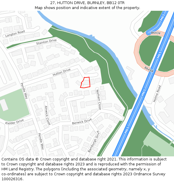 27, HUTTON DRIVE, BURNLEY, BB12 0TR: Location map and indicative extent of plot