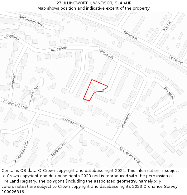 27, ILLINGWORTH, WINDSOR, SL4 4UP: Location map and indicative extent of plot