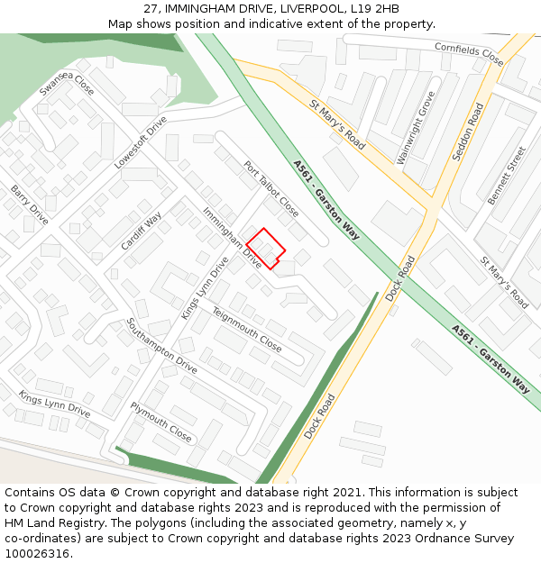 27, IMMINGHAM DRIVE, LIVERPOOL, L19 2HB: Location map and indicative extent of plot