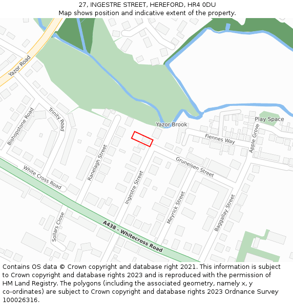 27, INGESTRE STREET, HEREFORD, HR4 0DU: Location map and indicative extent of plot