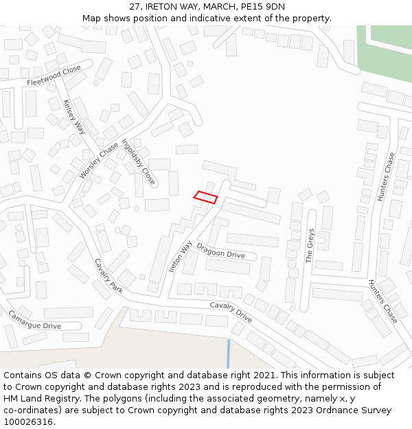 27, IRETON WAY, MARCH, PE15 9DN: Location map and indicative extent of plot