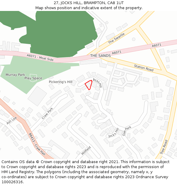 27, JOCKS HILL, BRAMPTON, CA8 1UT: Location map and indicative extent of plot