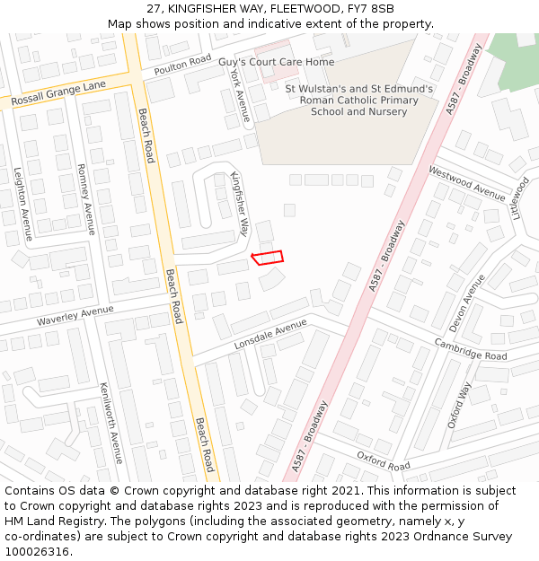 27, KINGFISHER WAY, FLEETWOOD, FY7 8SB: Location map and indicative extent of plot