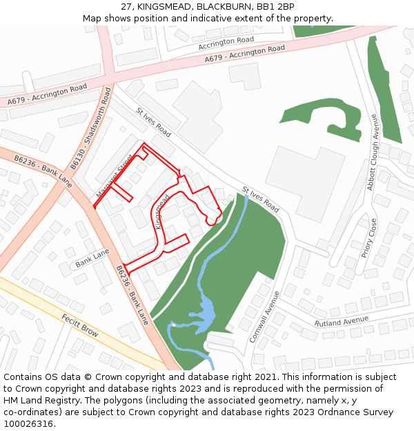 27, KINGSMEAD, BLACKBURN, BB1 2BP: Location map and indicative extent of plot