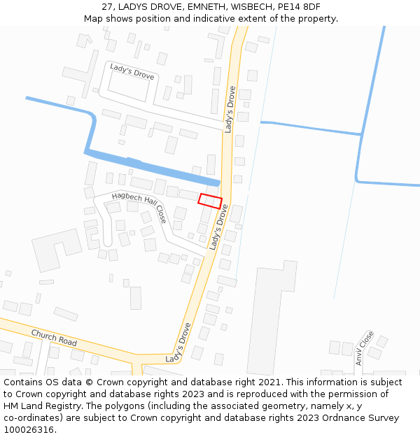 27, LADYS DROVE, EMNETH, WISBECH, PE14 8DF: Location map and indicative extent of plot