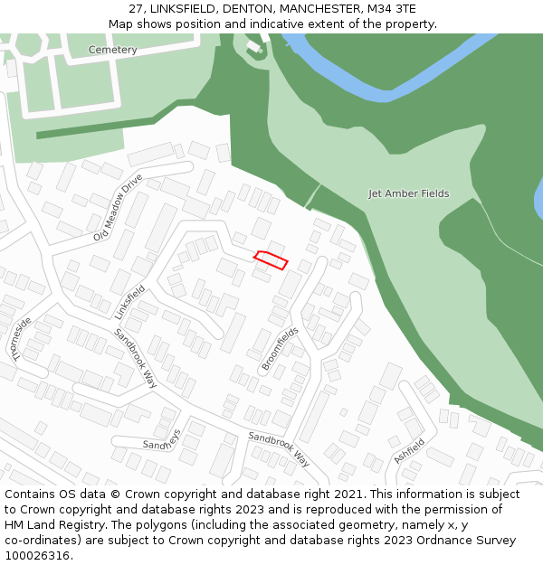 27, LINKSFIELD, DENTON, MANCHESTER, M34 3TE: Location map and indicative extent of plot