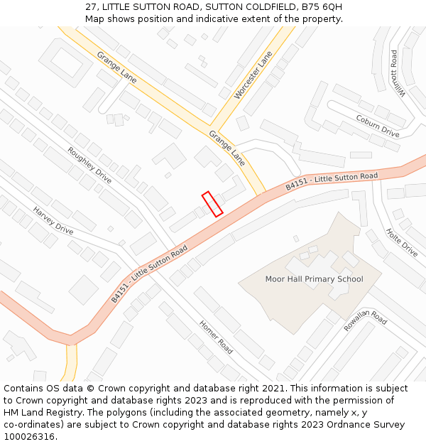 27, LITTLE SUTTON ROAD, SUTTON COLDFIELD, B75 6QH: Location map and indicative extent of plot