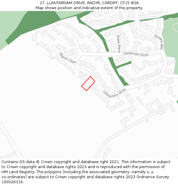 27, LLANTARNAM DRIVE, RADYR, CARDIFF, CF15 8GA: Location map and indicative extent of plot