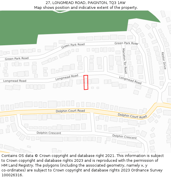 27, LONGMEAD ROAD, PAIGNTON, TQ3 1AW: Location map and indicative extent of plot