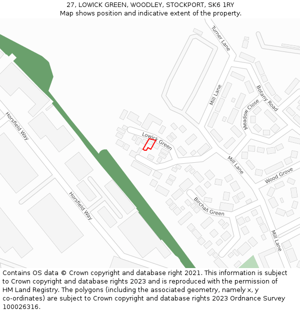 27, LOWICK GREEN, WOODLEY, STOCKPORT, SK6 1RY: Location map and indicative extent of plot