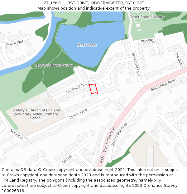 27, LYNDHURST DRIVE, KIDDERMINSTER, DY10 2PT: Location map and indicative extent of plot