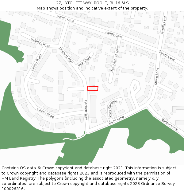 27, LYTCHETT WAY, POOLE, BH16 5LS: Location map and indicative extent of plot