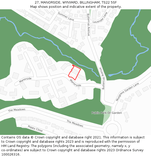 27, MANORSIDE, WYNYARD, BILLINGHAM, TS22 5SF: Location map and indicative extent of plot