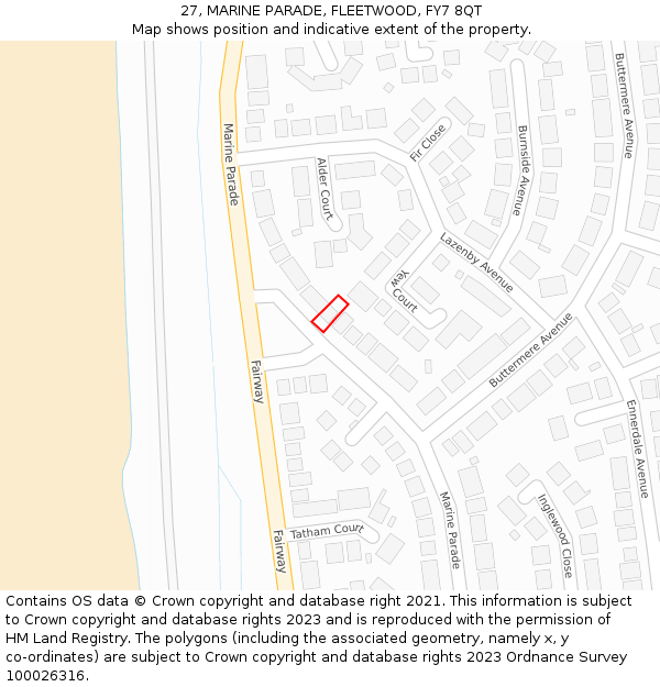 27, MARINE PARADE, FLEETWOOD, FY7 8QT: Location map and indicative extent of plot