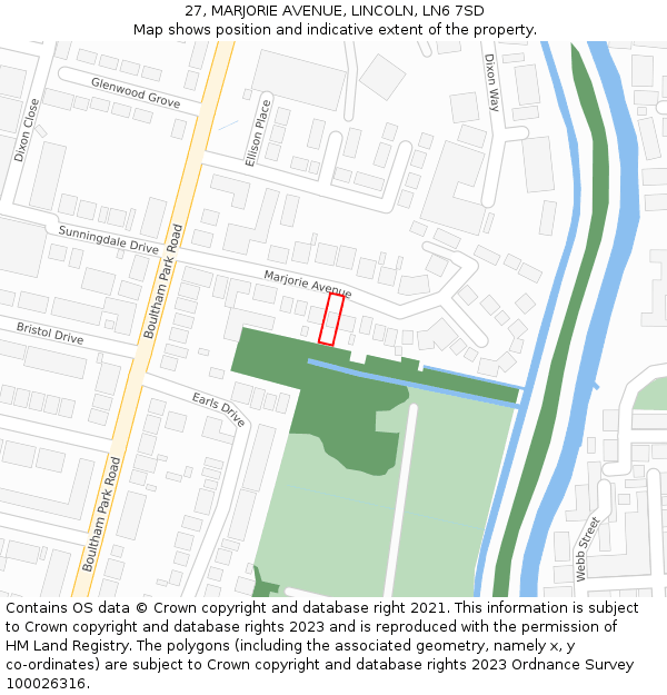 27, MARJORIE AVENUE, LINCOLN, LN6 7SD: Location map and indicative extent of plot
