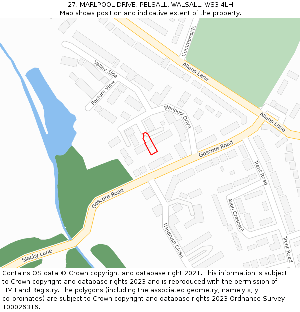 27, MARLPOOL DRIVE, PELSALL, WALSALL, WS3 4LH: Location map and indicative extent of plot