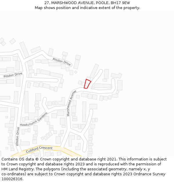 27, MARSHWOOD AVENUE, POOLE, BH17 9EW: Location map and indicative extent of plot