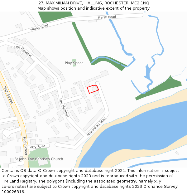 27, MAXIMILIAN DRIVE, HALLING, ROCHESTER, ME2 1NQ: Location map and indicative extent of plot