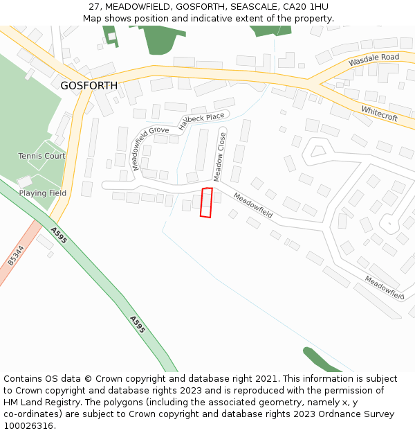 27, MEADOWFIELD, GOSFORTH, SEASCALE, CA20 1HU: Location map and indicative extent of plot
