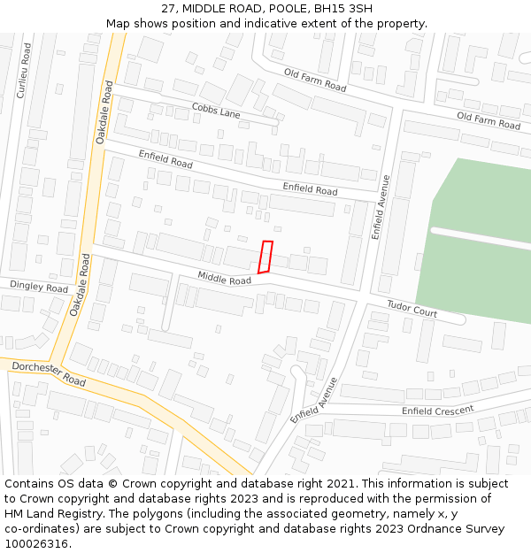 27, MIDDLE ROAD, POOLE, BH15 3SH: Location map and indicative extent of plot