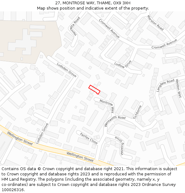 27, MONTROSE WAY, THAME, OX9 3XH: Location map and indicative extent of plot