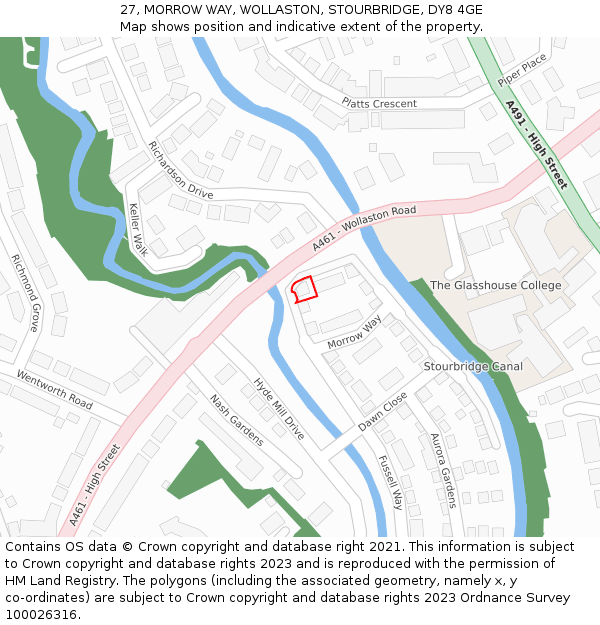 27, MORROW WAY, WOLLASTON, STOURBRIDGE, DY8 4GE: Location map and indicative extent of plot