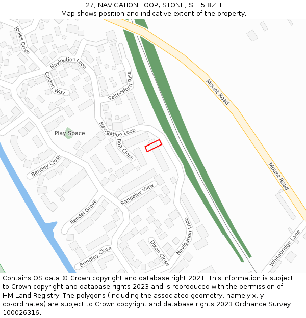 27, NAVIGATION LOOP, STONE, ST15 8ZH: Location map and indicative extent of plot