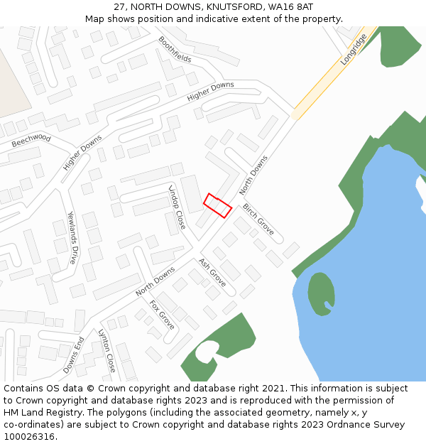 27, NORTH DOWNS, KNUTSFORD, WA16 8AT: Location map and indicative extent of plot