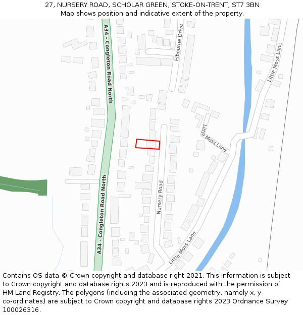 27, NURSERY ROAD, SCHOLAR GREEN, STOKE-ON-TRENT, ST7 3BN: Location map and indicative extent of plot