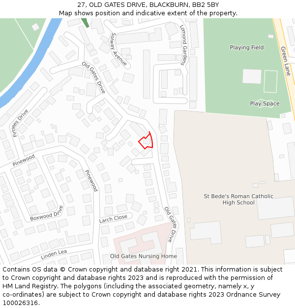 27, OLD GATES DRIVE, BLACKBURN, BB2 5BY: Location map and indicative extent of plot