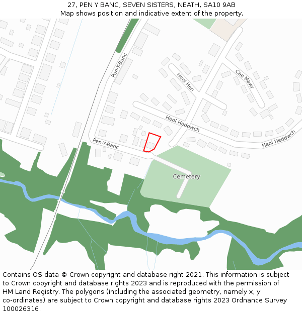 27, PEN Y BANC, SEVEN SISTERS, NEATH, SA10 9AB: Location map and indicative extent of plot