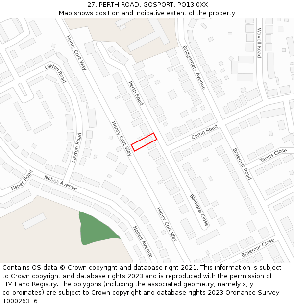 27, PERTH ROAD, GOSPORT, PO13 0XX: Location map and indicative extent of plot