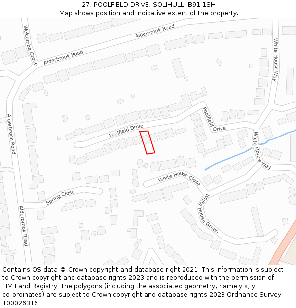 27, POOLFIELD DRIVE, SOLIHULL, B91 1SH: Location map and indicative extent of plot