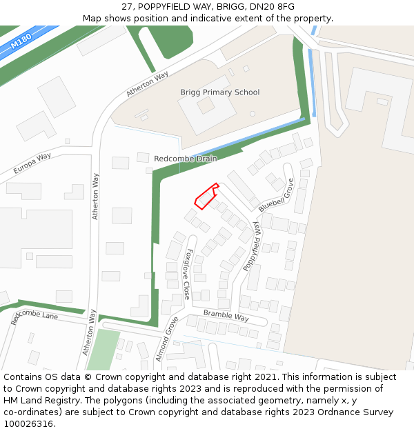 27, POPPYFIELD WAY, BRIGG, DN20 8FG: Location map and indicative extent of plot