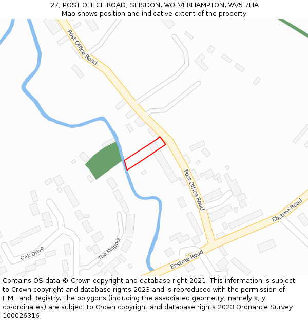 27, POST OFFICE ROAD, SEISDON, WOLVERHAMPTON, WV5 7HA: Location map and indicative extent of plot
